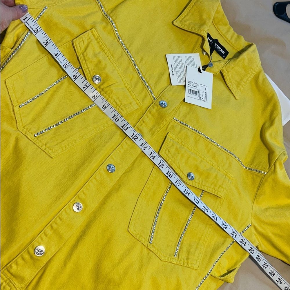 Nocturne Mustard Yellow Oversized Studded Utility Jacket Size Large NWT - Picture 6 of 8